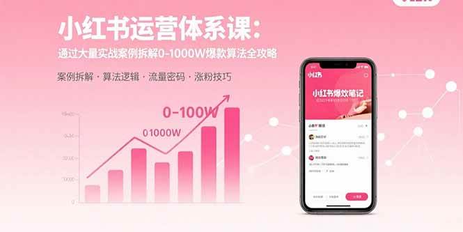 (8.24)小红书运营体系课：通过大量实战案例拆解0-1000W爆款算法全攻略
